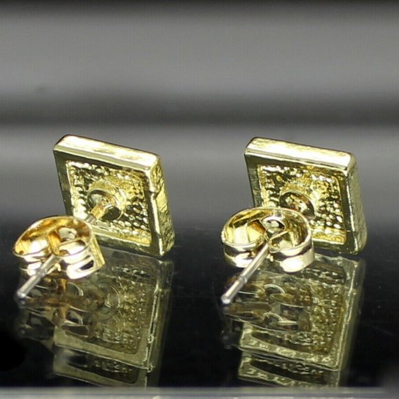 Mens Square Gold Plated Hip Hop Earrings - Picture 3 of 7